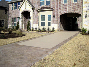 Stamped concrete overlay on a driveway